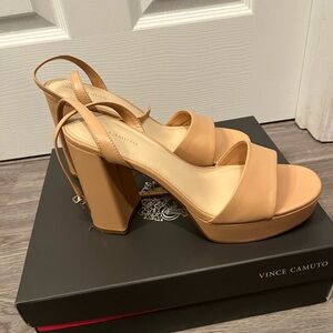 Vince Camuto Nude Block Heel Sandals